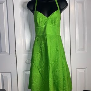 J. Crew Lydia Lime Green Tea-Length Halter Dress